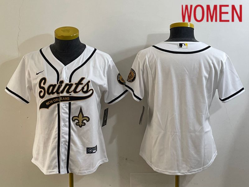 Women New Orleans Saints Blank White Joint Name 2024 Nike Limited NFL Jersey style 2->women nfl jersey->Women Jersey